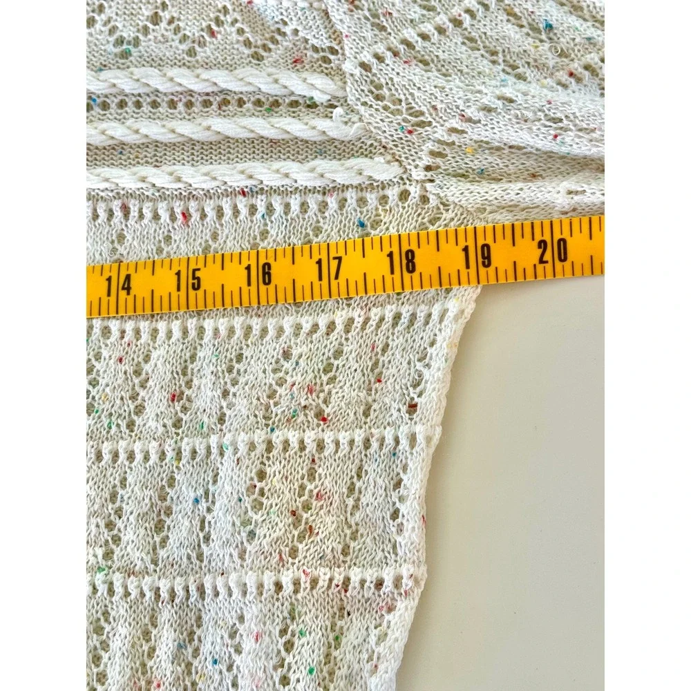 Vintage Marie Kim‎ Textured Knit Collared Sweater Multi Speckled Cream Size M